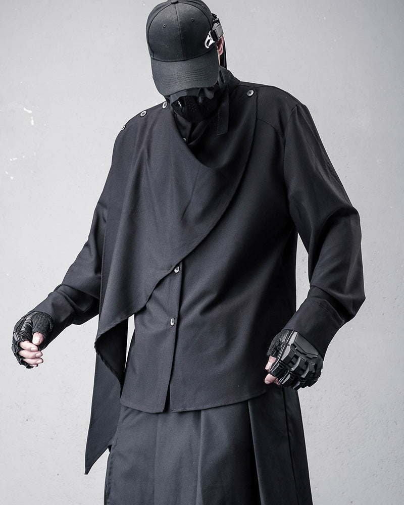 Darkwear Style Japanese Draped Scarf Shirt