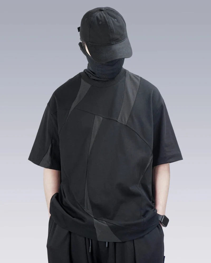 Geometric Patchwork Techwear T-Shirt