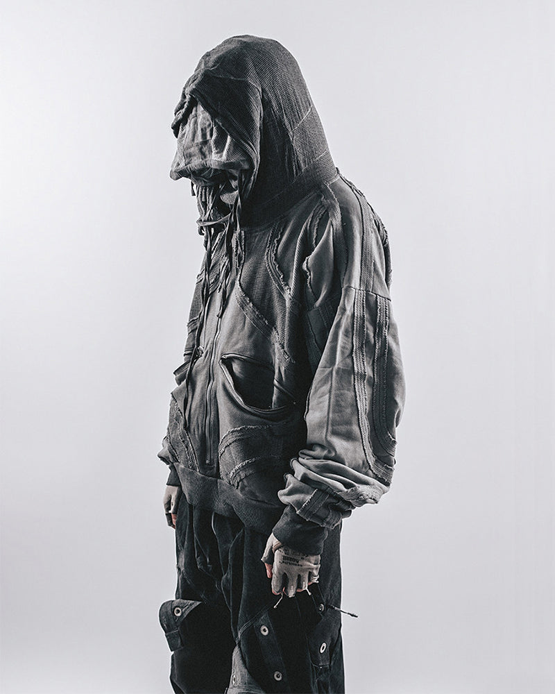 Post-Apocalyptic Deconstructed Patchwork Hooded Jacket