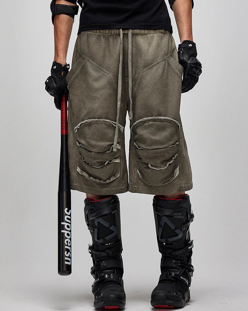 Dirty Fit Layered Frayed Knee Shorts