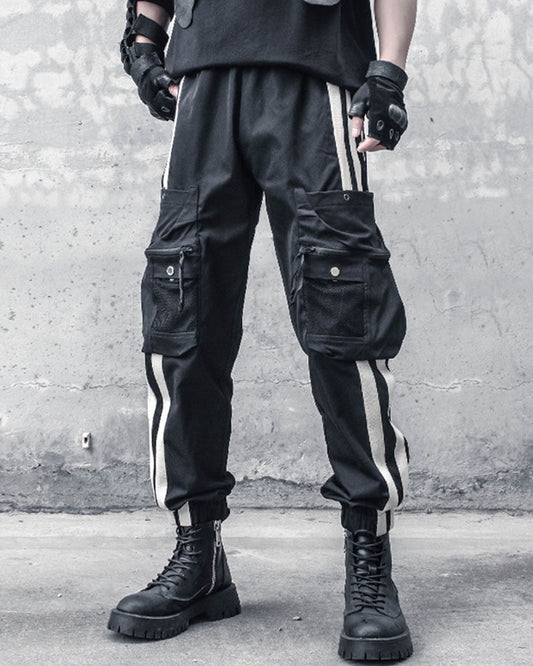 Techwear Striped Side-Pocket Cargo pants