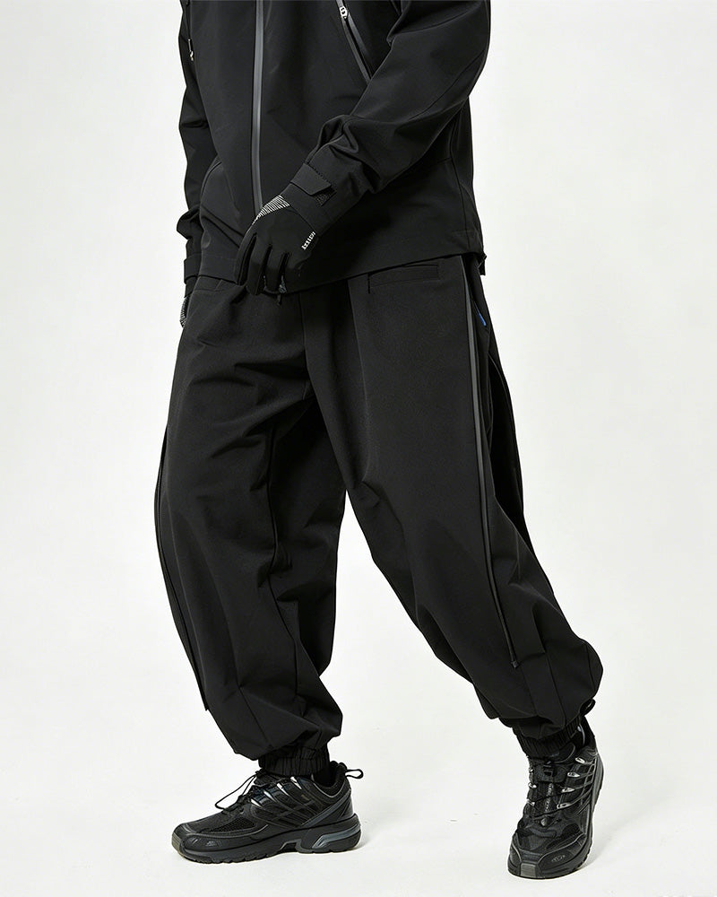 Double-Zip Wide-Leg Jogger Pants