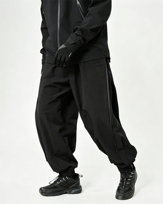Double-Zip Wide-Leg Jogger Pants