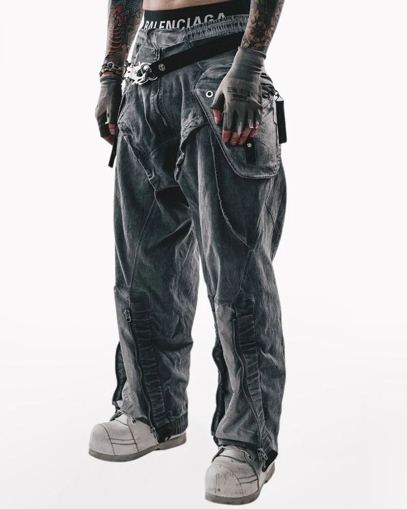 Post-Apocalyptic Wear Multi-Pocket Zipper Cargo Pants