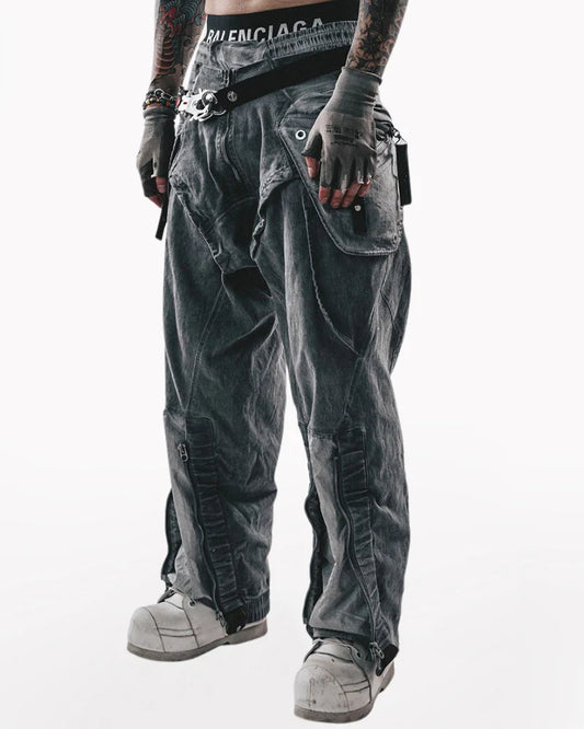 Post-Apocalyptic Wear Multi-Pocket Zipper Cargo Pants