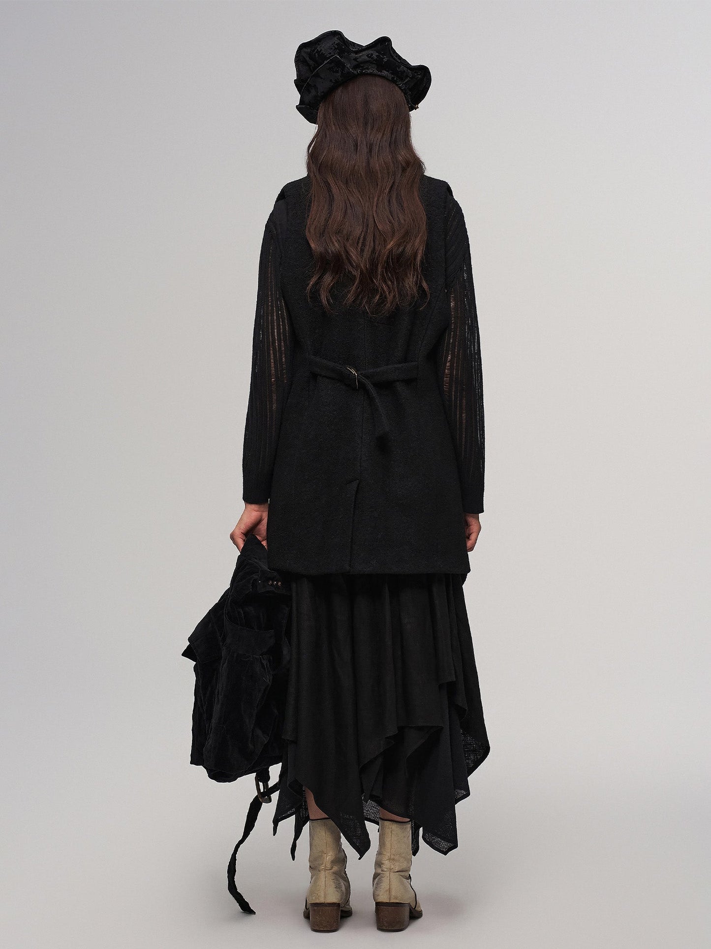 Distressed Frayed Petal-Collar Vest