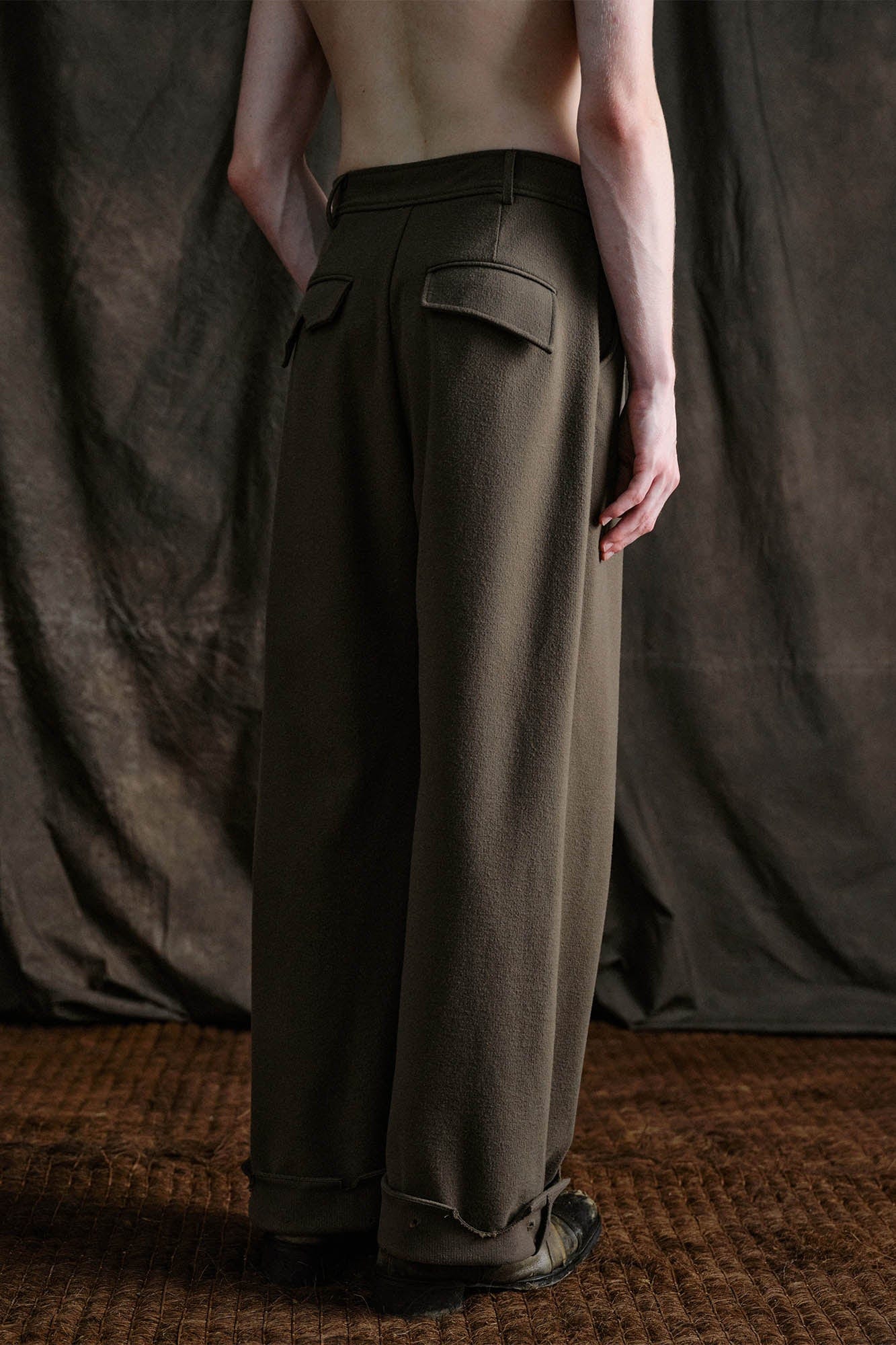 Distressed Hem Asymmetrical Fly Trousers