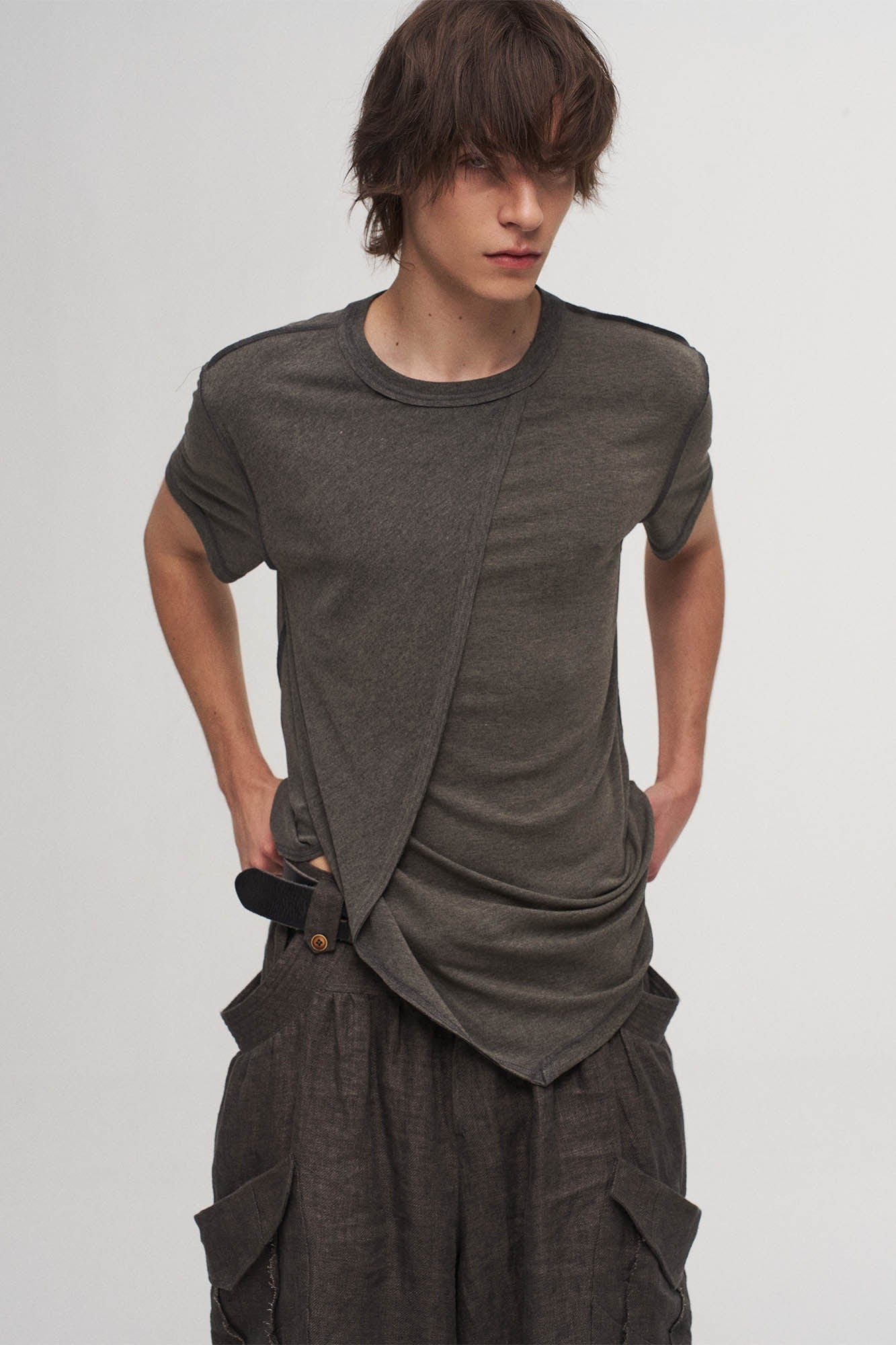 Asymmetrical Layered Spliced T-Shirt