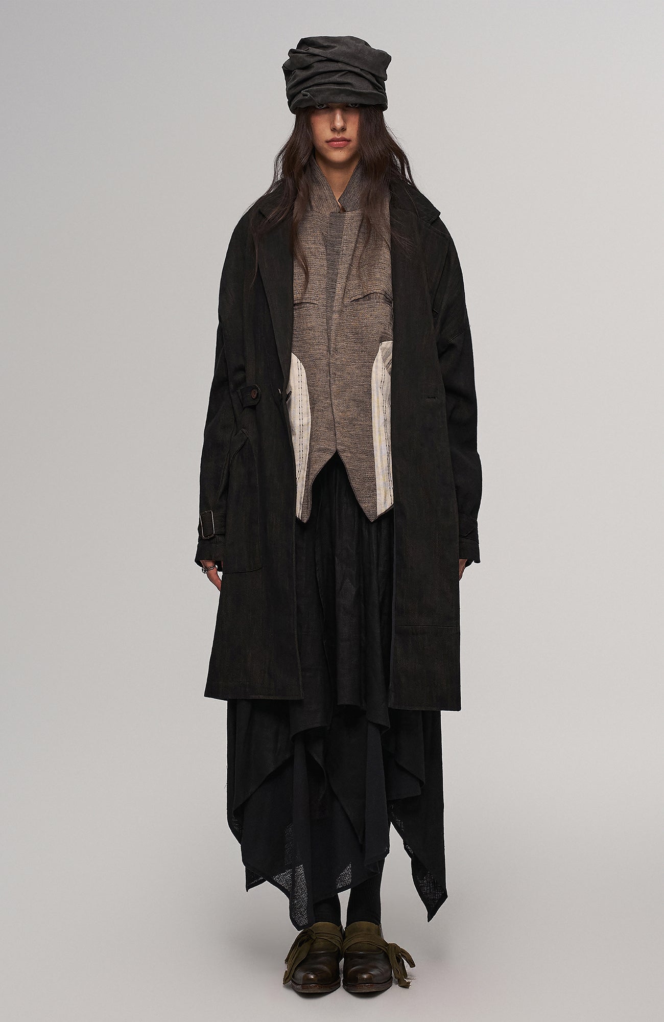 Deconstructed Paneled Belted Vest