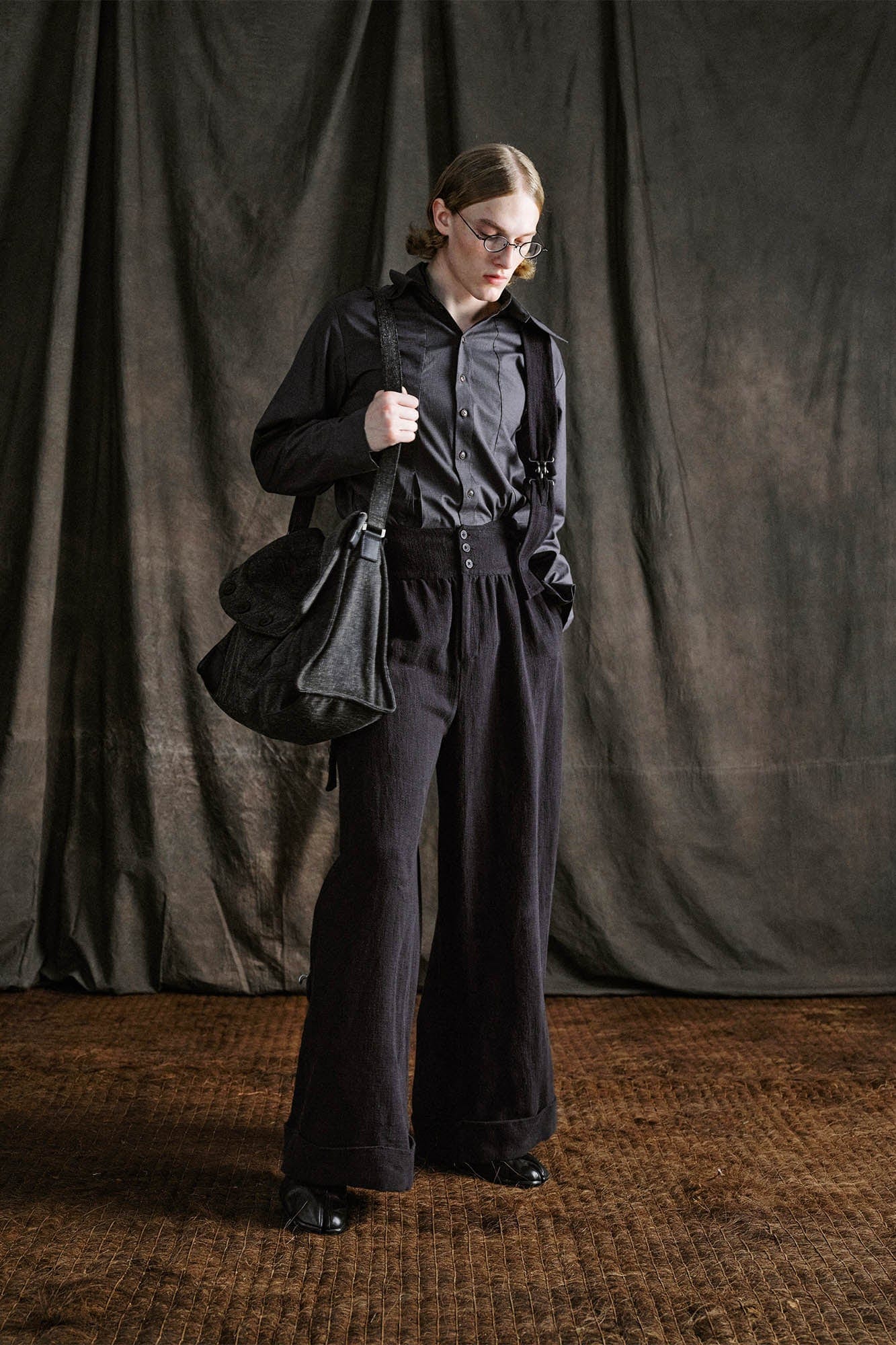 Buttoned High-Waist Wide-Leg Overalls