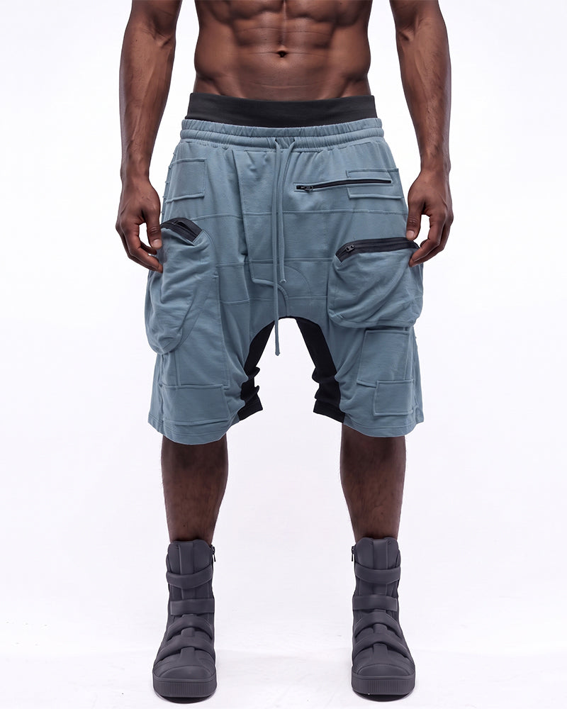 Post-Apocalyptic Multi-Zip Cargo Contrast Shorts