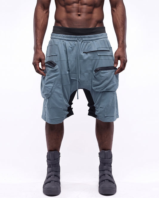 Post-Apocalyptic Multi-Zip Cargo Contrast Shorts