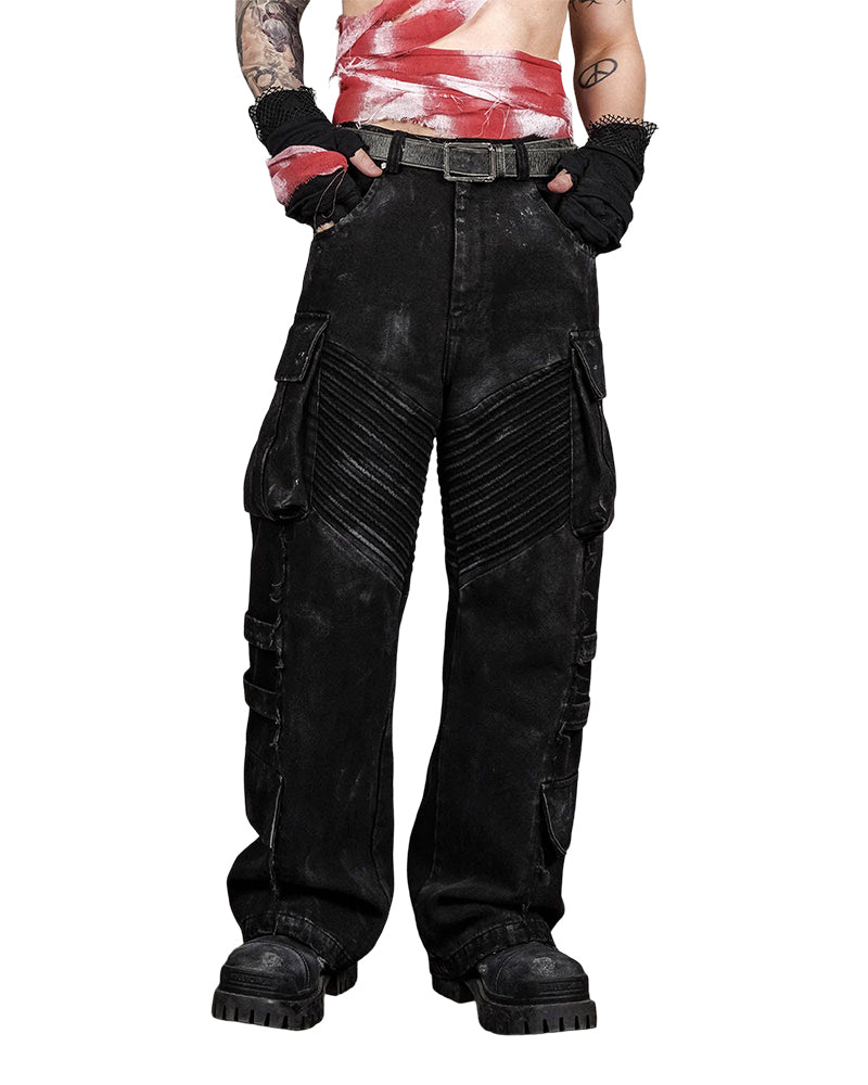 Deconstructed Distressed Wanderer Multi-Pocket Jeans
