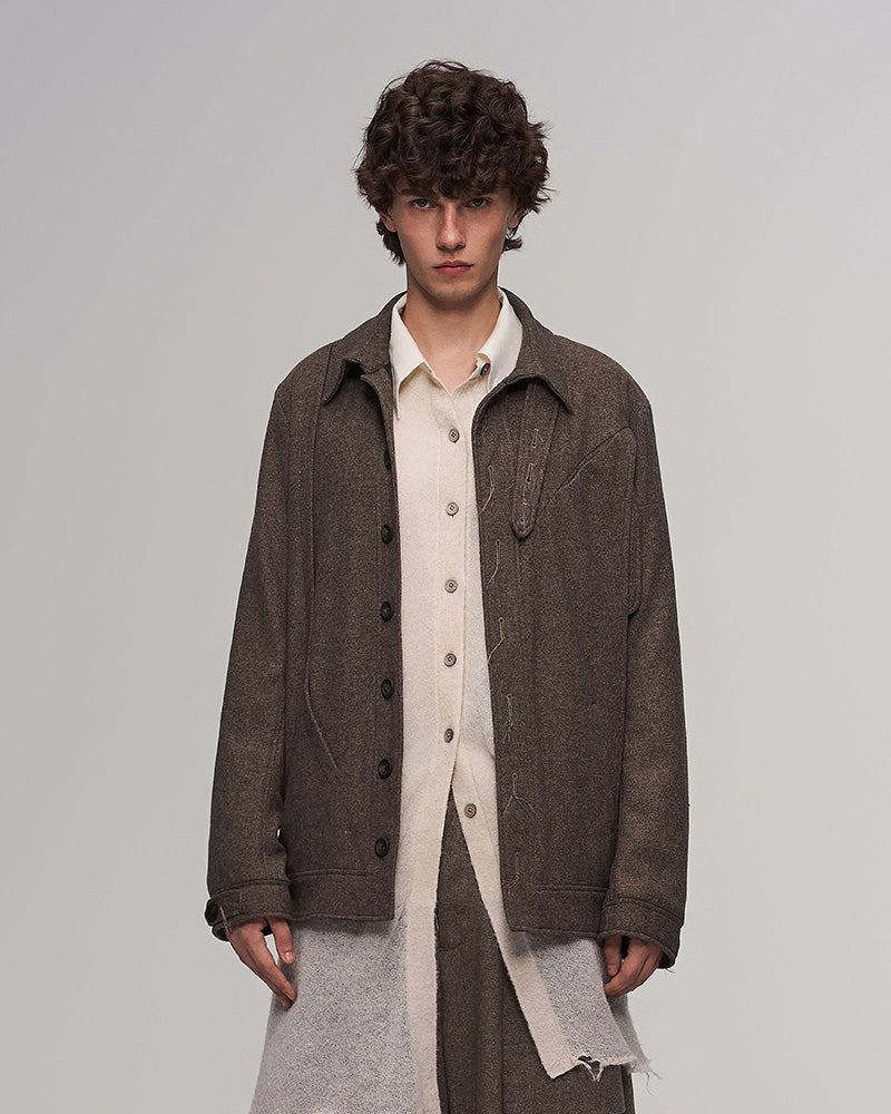 Deconstructed Arc Panel Wool Blend Jacket