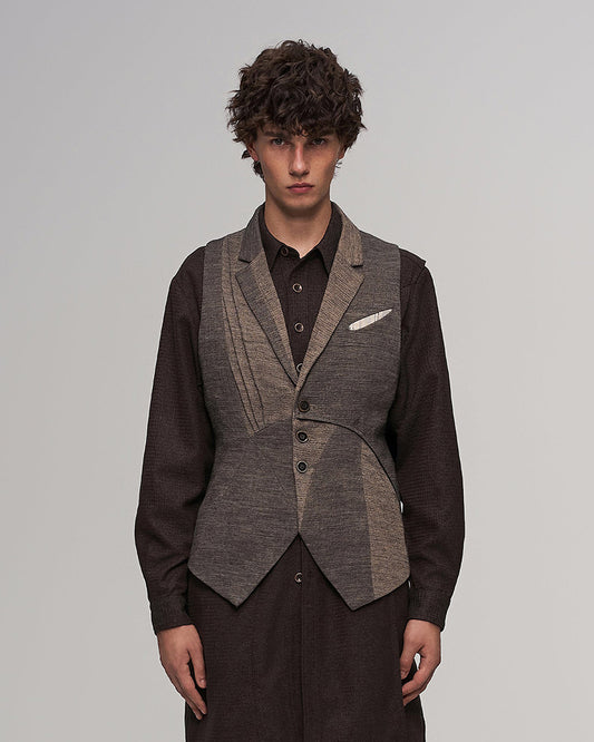 Deconstructed Paneled Belted Vest