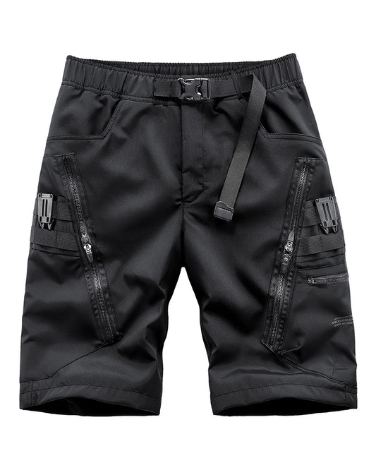 Functional Zip Pocket Black Cargo Shorts