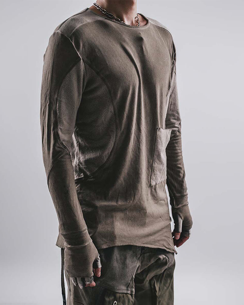 Post-Apocalyptic Oil-Washed Deconstructed Long-Sleeve Tee