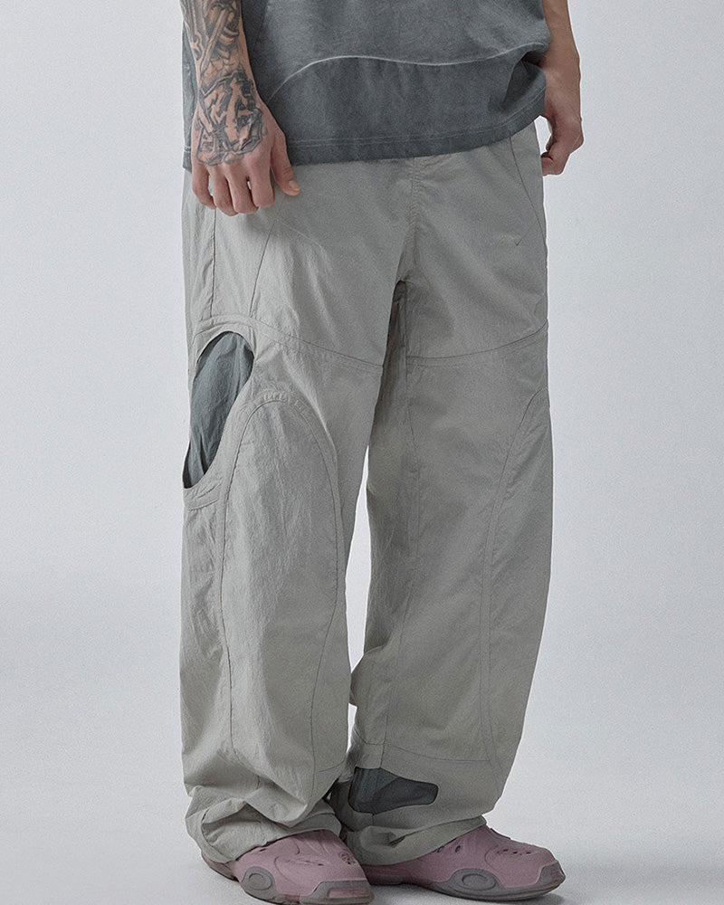 Contrast Panel Cutout Utility Cargo Pants