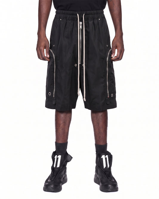 Multi-Zip Deconstructed Wide-Leg Multi-Pocket Utility Shorts
