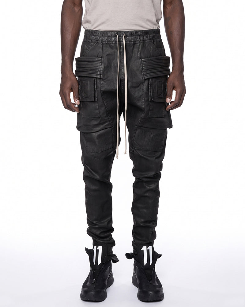 Waxed Multi‑Pocket Deconstructed Utility Cargo Pants