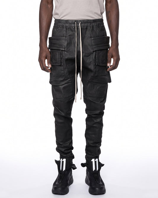 Waxed Multi‑Pocket Deconstructed Utility Cargo Pants
