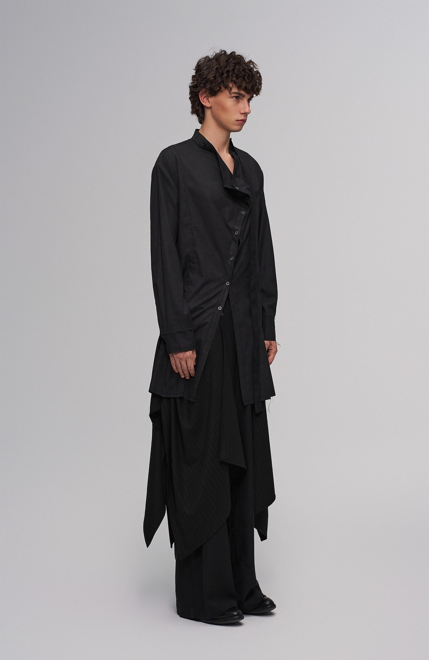 Asym Draped Raw-Edged Shirt