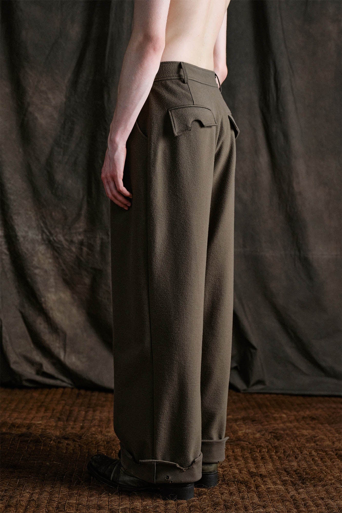 Distressed Hem Asymmetrical Fly Trousers