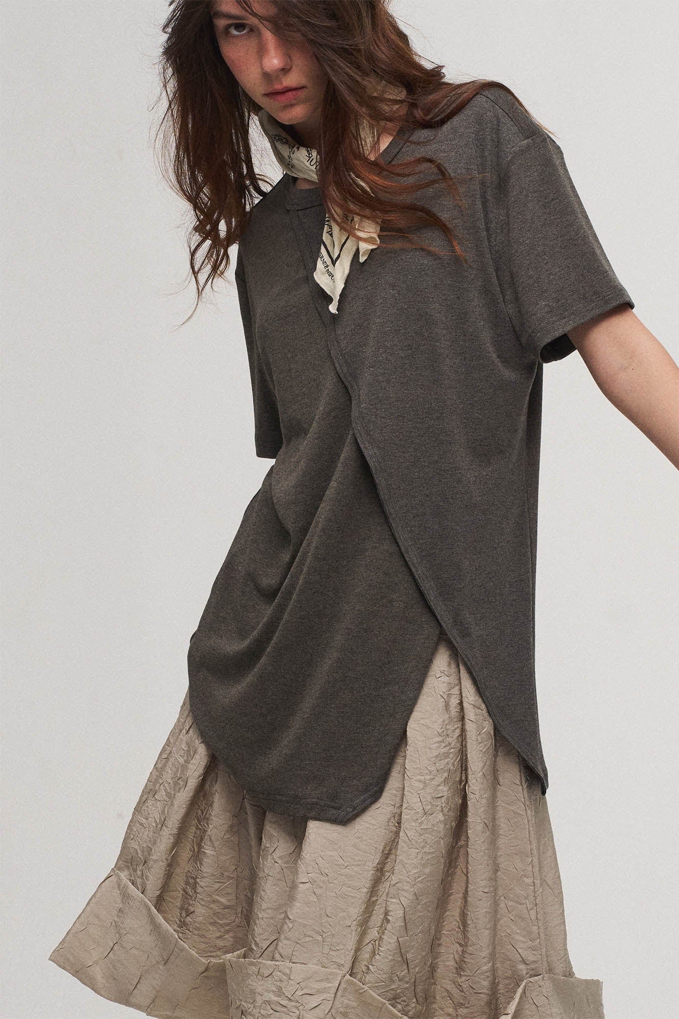 Asymmetrical Layered Spliced T-Shirt