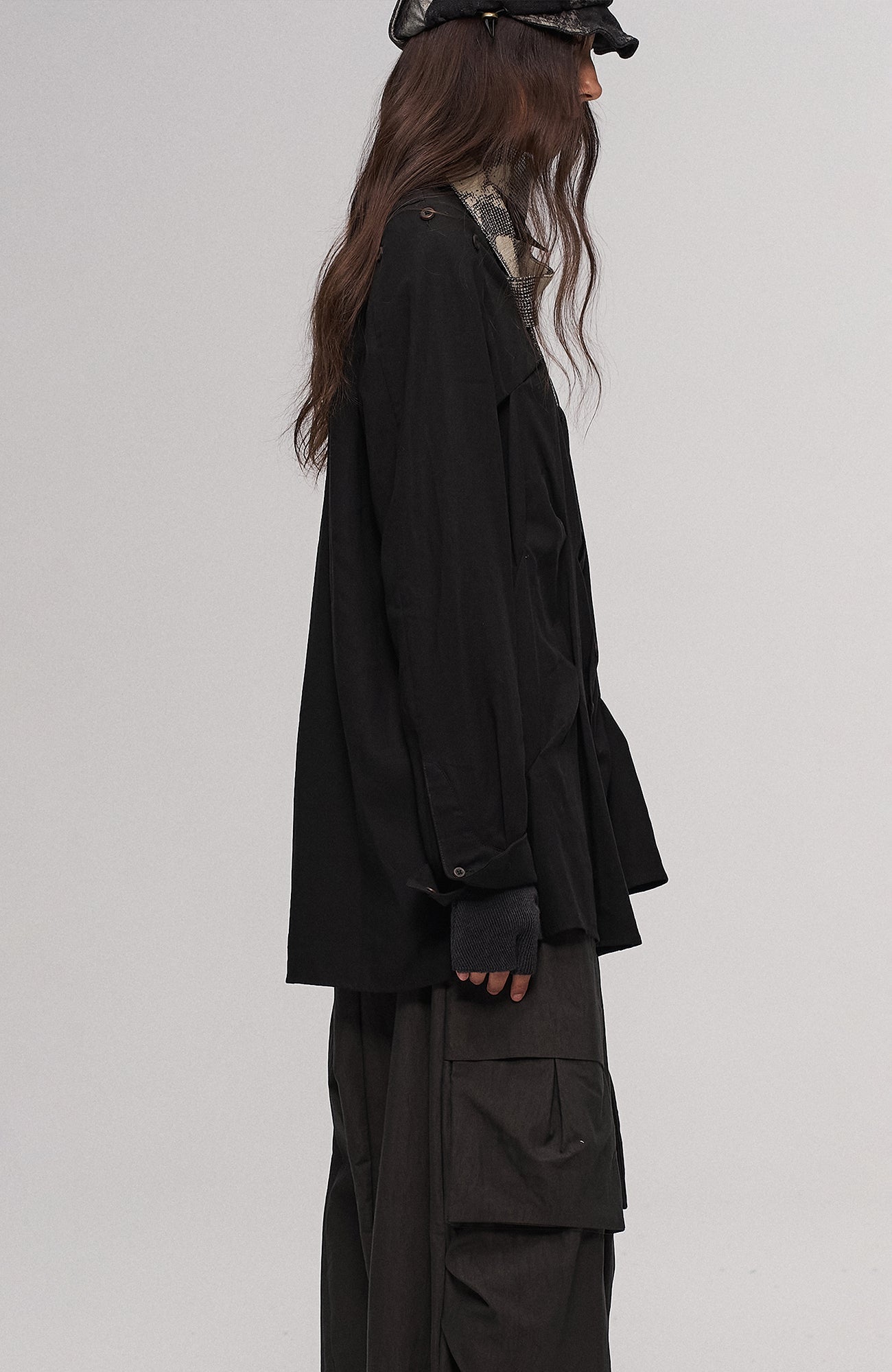 Asymmetrical Draped Seamed Shirt