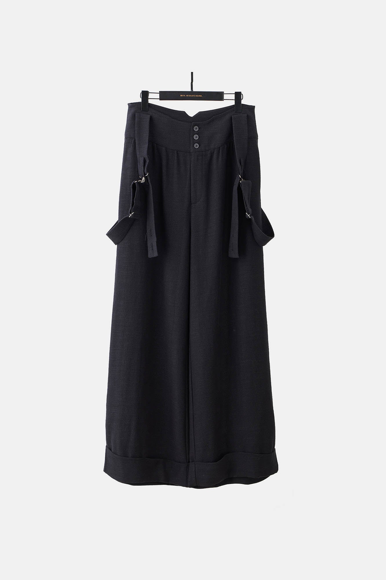 Buttoned High-Waist Wide-Leg Overalls