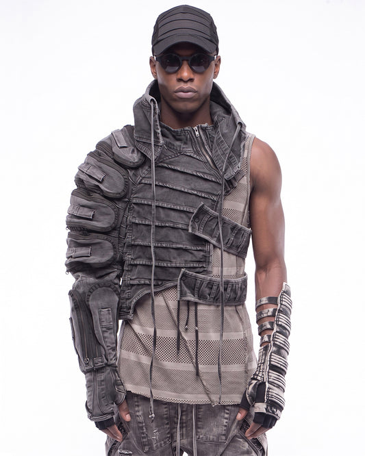 Wasteland Deconstructed Asymmetrical Distressed Hooded Jacket
