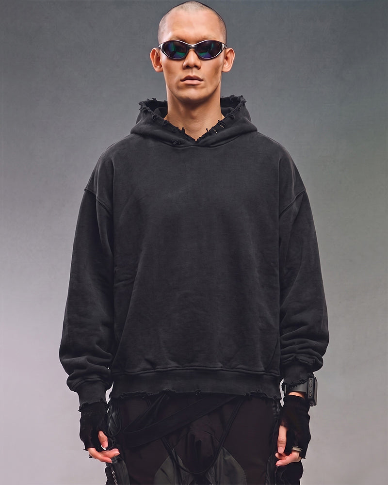 Wasteland Washed Distressed Destroyed Hoodie