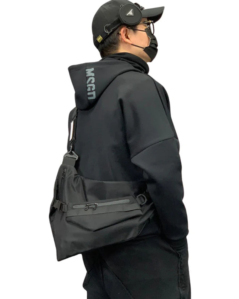 Functional Detachable Black Sling Chest Bag