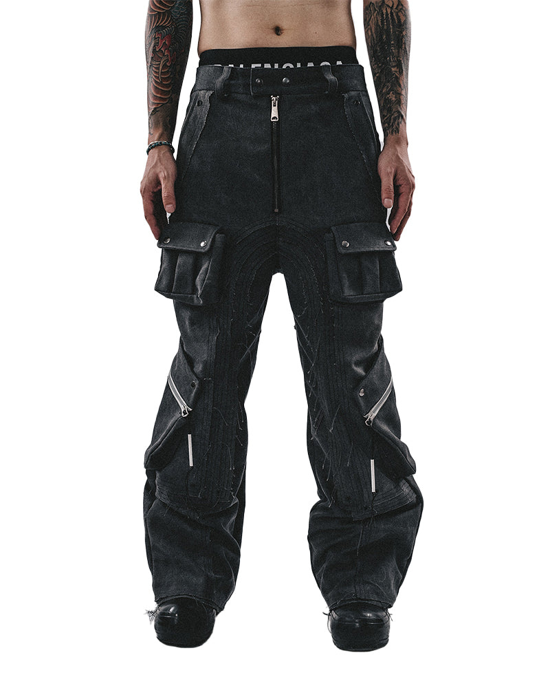 Obsidian Armored Multi-Zip Cargo Pants