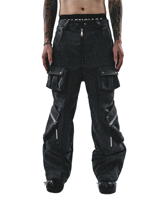 Obsidian Armored Multi-Zip Cargo Pants