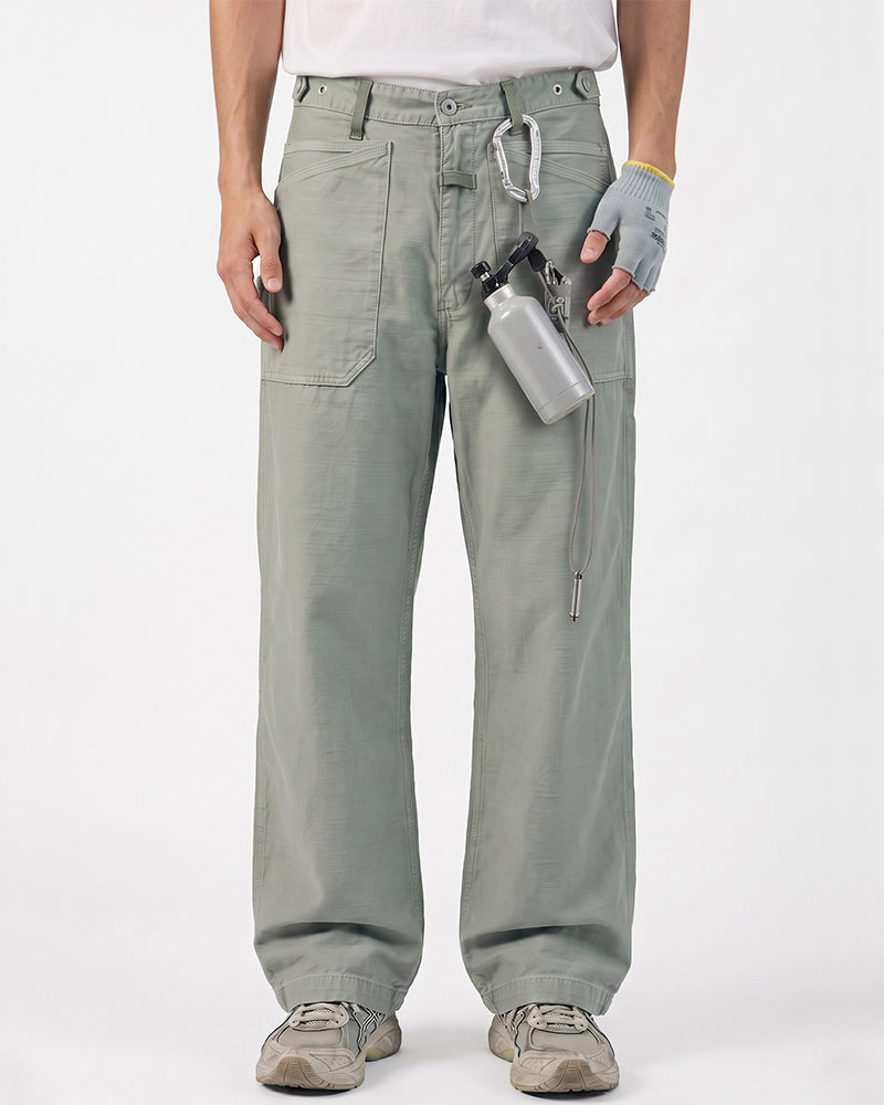 Washed Vintage Straight-Leg Cargo Pants
