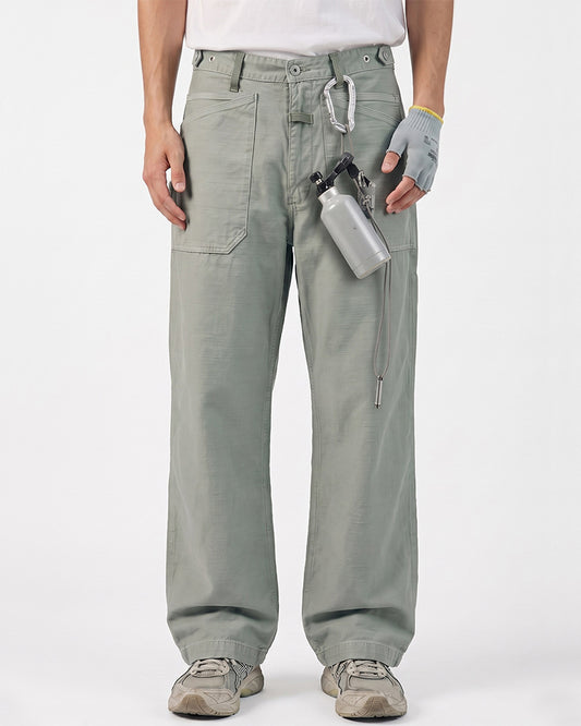 Washed Vintage Straight-Leg Cargo Pants