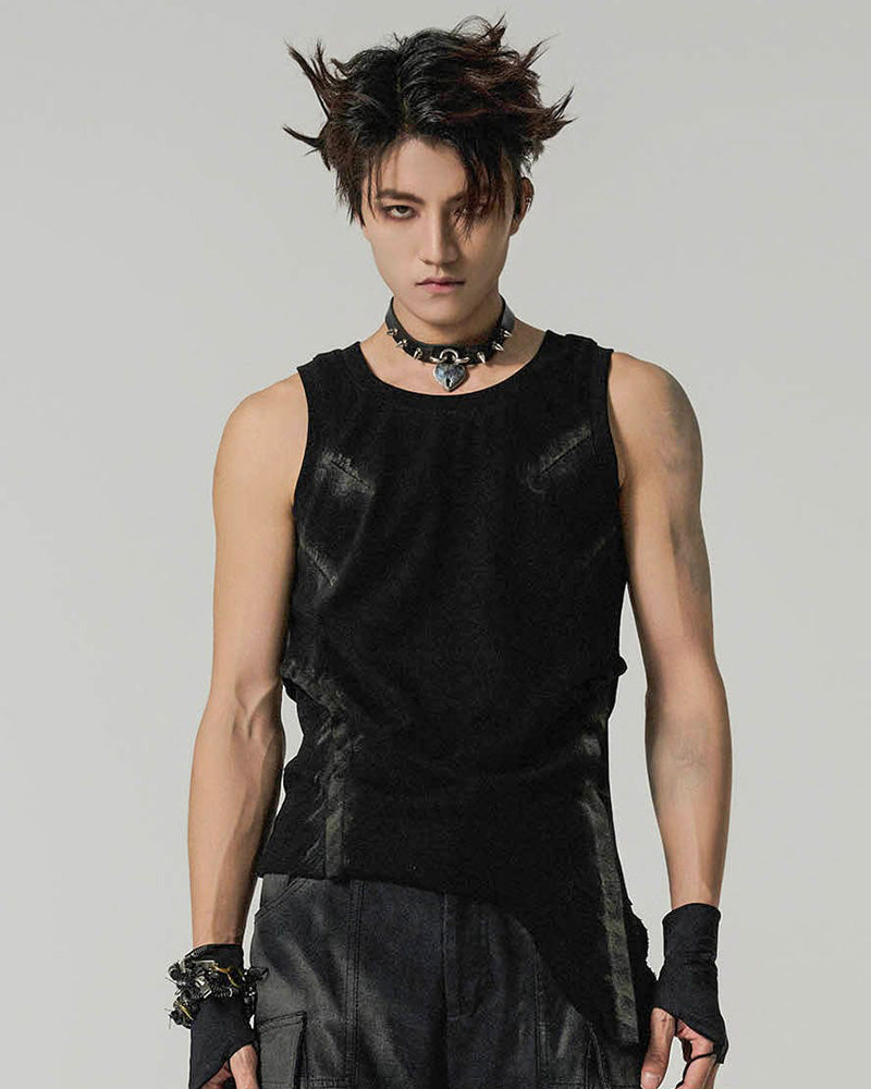 Distressed Asymmetrical Tank Top