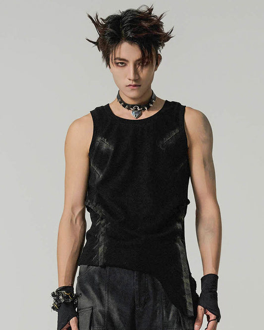 Distressed Asymmetrical Tank Top
