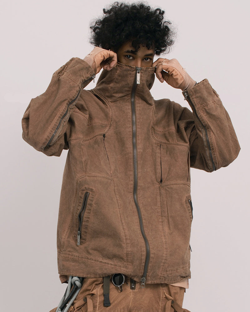 Washed Utility Multi-Zip Tech Jacket