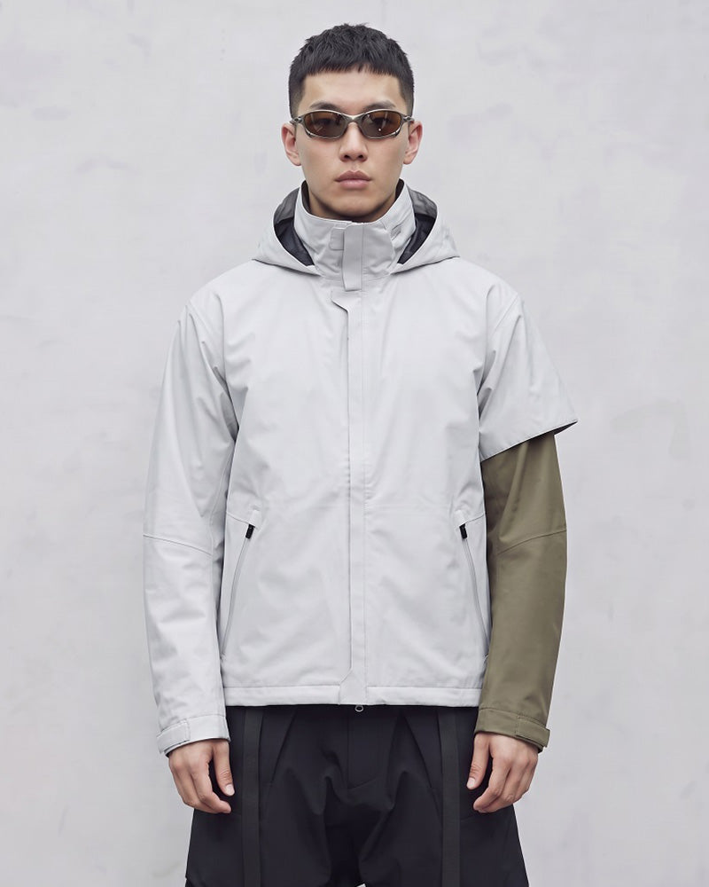 Water-Repellent Stand-Collar Hooded Hard-Shell Jacket