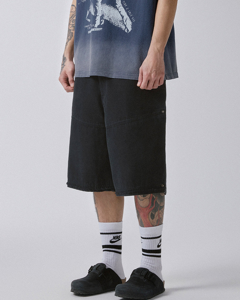 Raw-Edge Straight-Leg Shorts