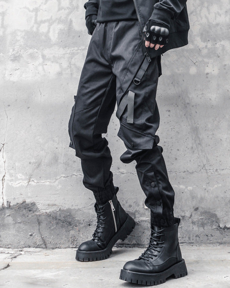 Ninja Techwear Black Slim Cargo Pants