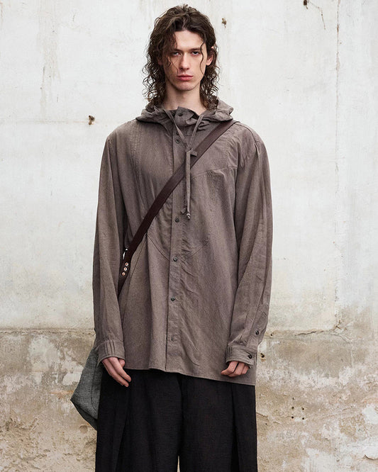 Draped Hooded Overshirt