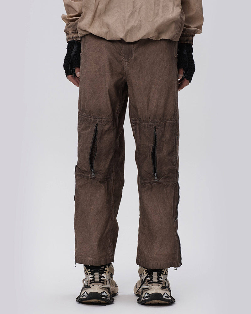 Post-Apocalyptic Faded Multi-Zip Cargo Pants