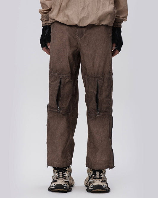 Post-Apocalyptic Faded Multi-Zip Cargo Pants