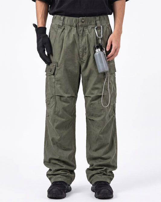 Distressed Multi‑Pocket Wide‑Leg Cargo Pants