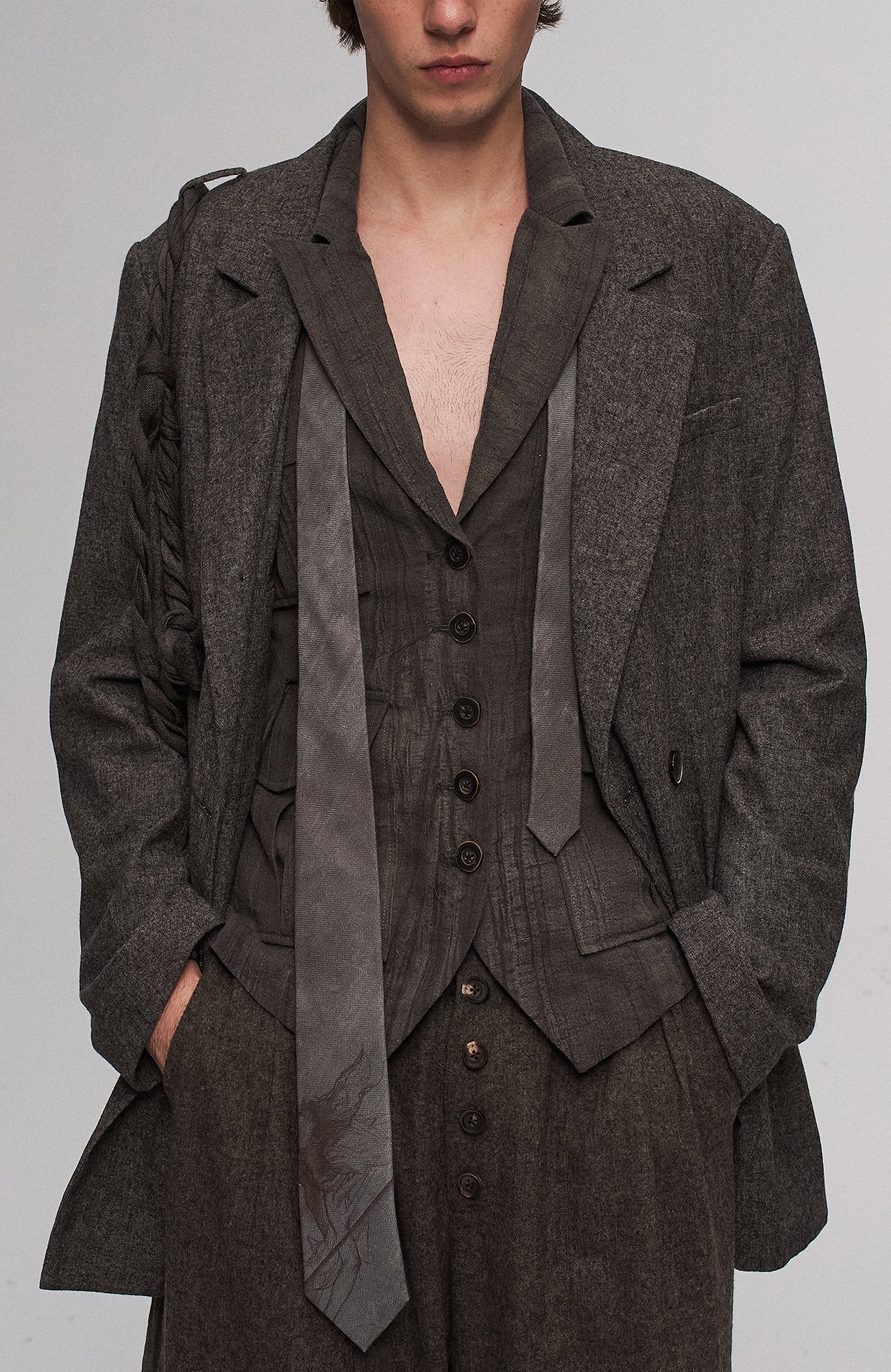 Rope Wrap Wool-Blend Suit Jacket