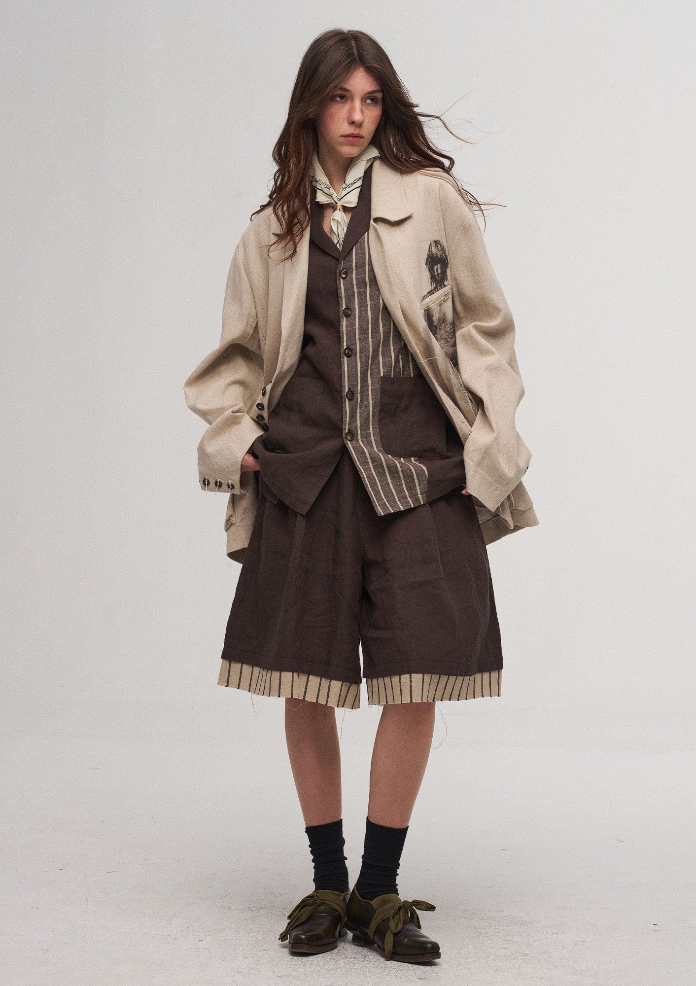 Ink Portrait Cotton-Linen Jacket