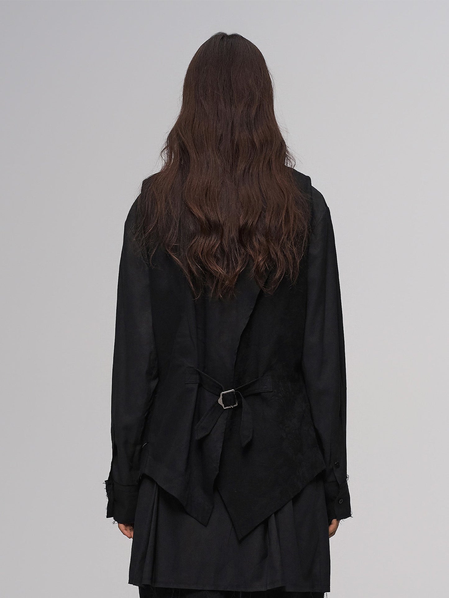 Distressed Frayed Petal-Collar Vest